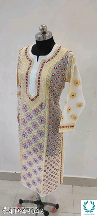 JIVIKA FABULOUS Cotton Chikankari White Kurti - Free Size, White, Cotton, Chikenkari, Pack of 1