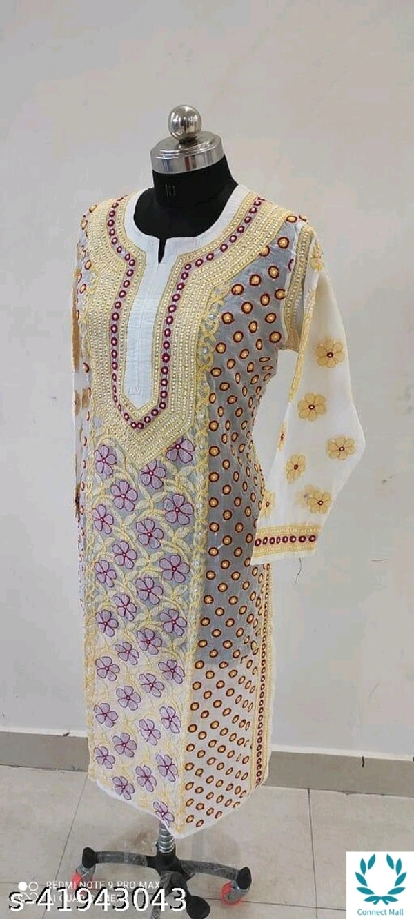 JIVIKA FABULOUS Cotton Chikankari White Kurti - Free Size, White, Cotton, Chikenkari, Pack of 1