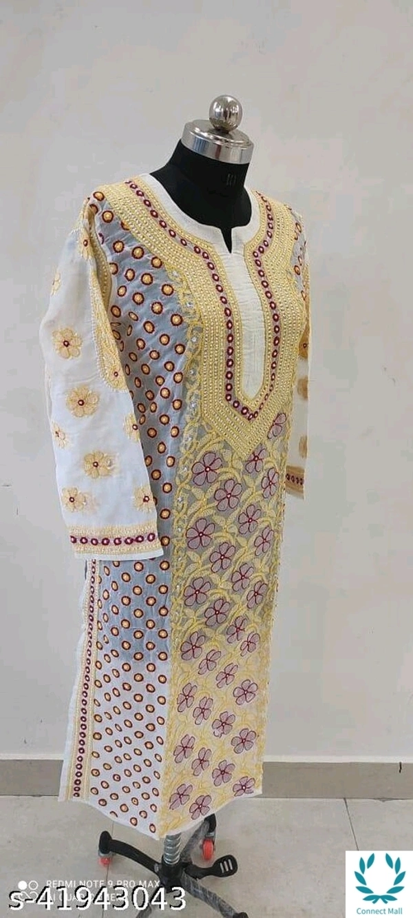 JIVIKA FABULOUS Cotton Chikankari White Kurti - Free Size, White, Cotton, Chikenkari, Pack of 1