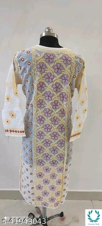 JIVIKA FABULOUS Cotton Chikankari White Kurti - Free Size, White, Cotton, Chikenkari, Pack of 1