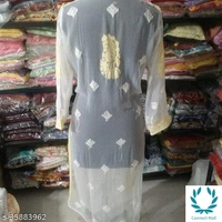 AAKARASHA CHIKENKARI Georgette Kurti - XXL, White, Georgettr, 3