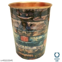 KUVI Pure Cooper Enamel Printed Matka Water tank 5 Litre - Dark Brown, Copper