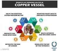 Copper Art Printed Copper water dispenser (Matka/Pot) Container Pot Water Tank 5000 ML with 1 copper glass and Stand for Home< - Peacock Printed