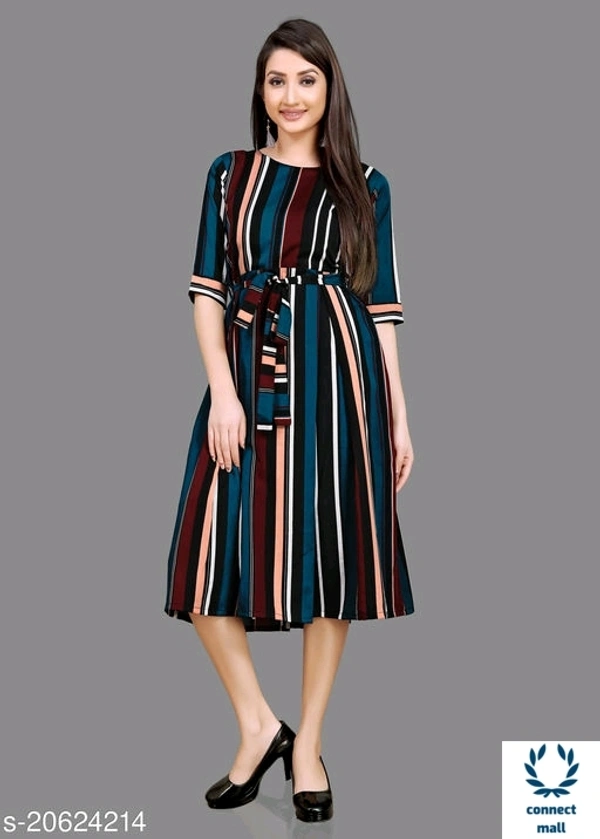 ColourBlockd Design Short Sleeves Dress ForWomen - Black & White, S