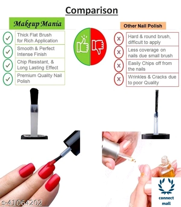 Makeup Mania Nail Polish Set of 12 pcs, Nail Paint of 6 ml × 12 pcs, Multicolour Combo Set No.105 - Set of 12 Pieces, set 150