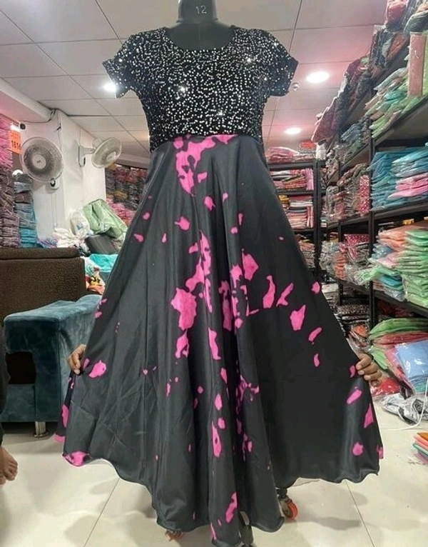 Satin Printed Fashionable Kurti Sleeveless - XL