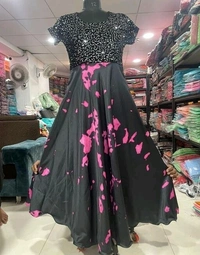 Satin Printed Fashionable Kurti Sleeveless - XL