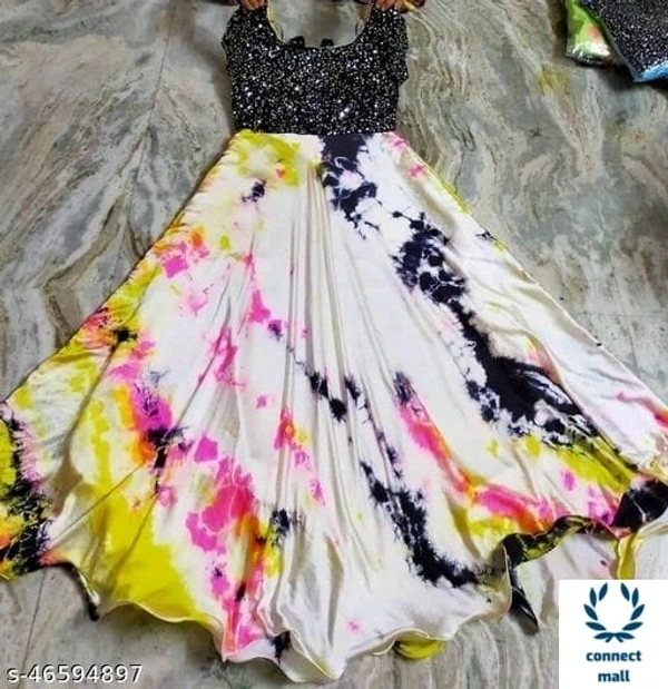 Satin Printed Fashionable Kurti Sleeveless - XXL