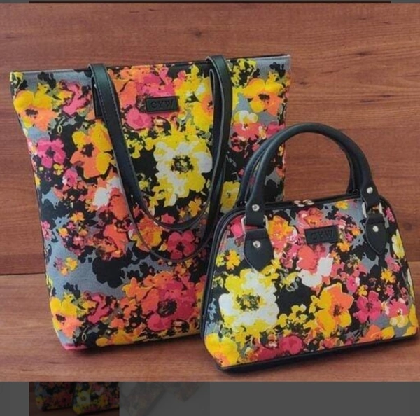 Super Combo of Shopper and Fancy Fabric Handbags For Womens - Multicolor, Fabric