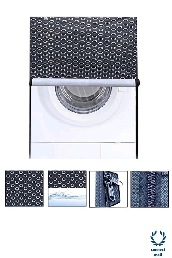 New Fashion Brown Check Printed Washing Machine Cover For IFB(Front Loading) 8.5 kg - Gray , 68cm×68cm×90cm