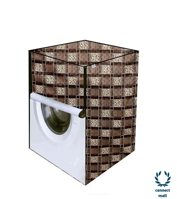New Fashion Brown Check Printed Washing Machine Cover For IFB(Front Loading) 8.5 kg - Gray, (L×B×H)69cm×63cm×90cm