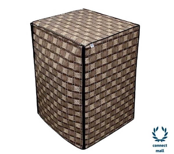 New Fashion Brown Check Printed Washing Machine Cover For IFB(Front Loading) 8.5 kg - Gray, (L×B×H)69cm×63cm×90cm