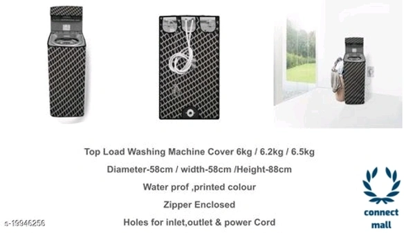 Floral Gray Printed Topload Washing Machine Cover For 6/6.2/6.5 kg Fully Automatic - Gray, PVC, 3, Rectangle