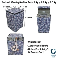Floral Gray Printed Topload Washing Machine Cover For 6/6.2/6.5 kg Fully Automatic - Gray, PVC, 3, Rectangle