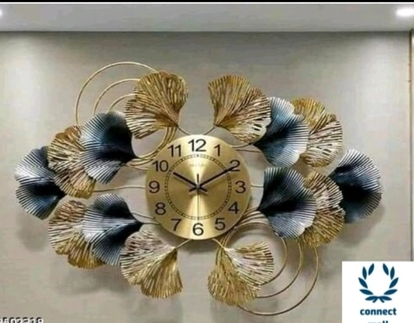 Ginkgo 3D Wall Clock Flat Shape, Wrought Iron, Home Decor, Living Room, Hotel, Crafts