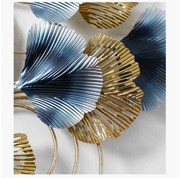 Ginkgo 3D Wall Clock Flat Shape, Wrought Iron, Home Decor, Living Room, Hotel, Crafts