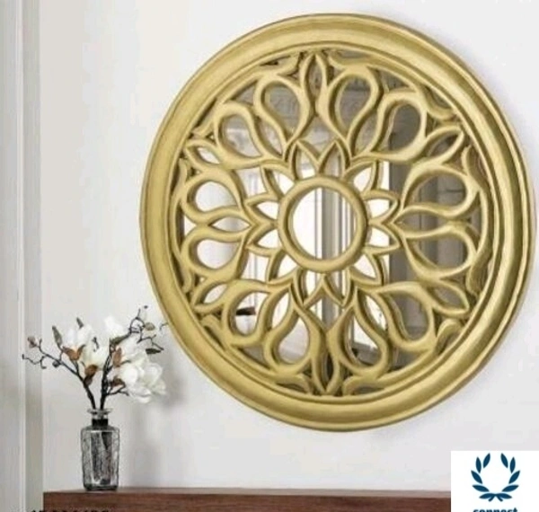 Elegance Wooden Wall Mounted Mirror Perfect for Living Room, Bathroom any corner of the House - Golden Yellow , Wooden