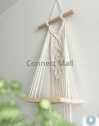 TOP KNOT Macrame Wall Hanging Handmade Boho Self For Plant and Decor - off White