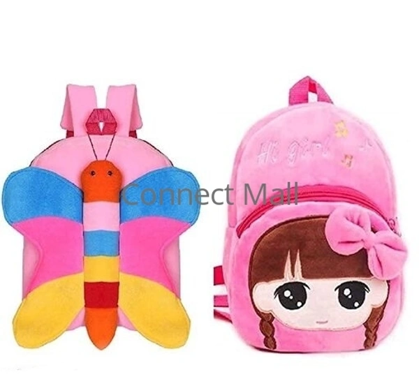 DP TRADE Canvas Soft Cotton Plushy Pink Combo Girls Backpack/SchoolBag/PicnicBag For Kids Baby