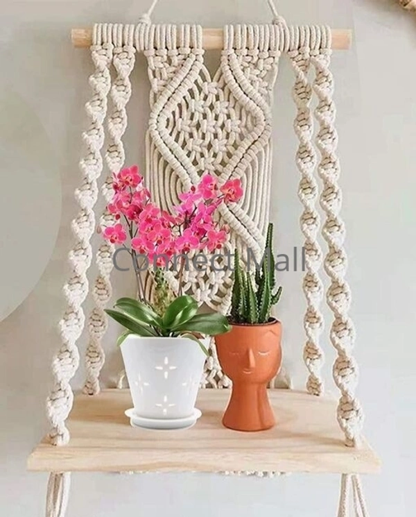 Top Knott Handicraft Macrame Diy Wall Hanging/ Wall Plant HangerStand/ Macrame Cotton pot holder For Home Living Botico - Off White