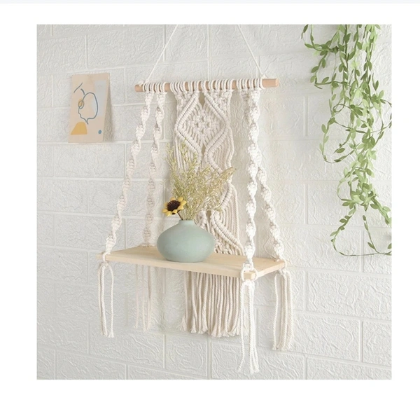Top Knott Handicraft Macrame Diy Wall Hanging/ Wall Plant HangerStand/ Macrame Cotton pot holder For Home Living Botico - Off White