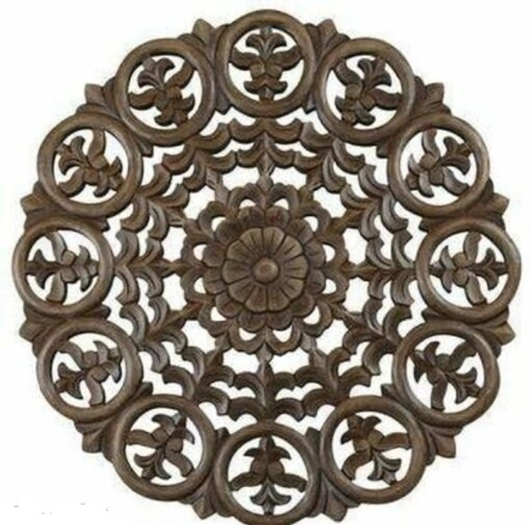 VAS Collection Home Handicraft Wood Mandala Print Circle Toran/Wall Decor/Wall Hanging For Home, Office and Botico 30 inch - (Length×Breadth ×Height)60cm×60×60cm, Green, Wood, 3