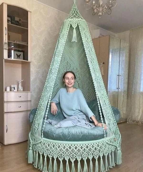 THE TOPKNOTT AIRWING Macrame Swing Hammock Hanging Cradle Chair -