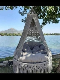 THE TOPKNOTT AIRWING Macrame Swing Hammock Hanging Cradle Chair -