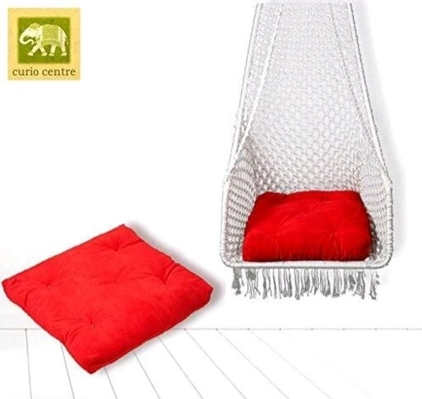 Curio Centre Make in India Leisure Half Moon Shape Nylon Swing with Cushion/Hammock Swing Chair-Iron Frame, Swing for Indoor/Outdoor/Nylon Rope Swing/Free Hanging Accessories(36 x 27 x 53 In, OFF WHITE) - Black, Nylon