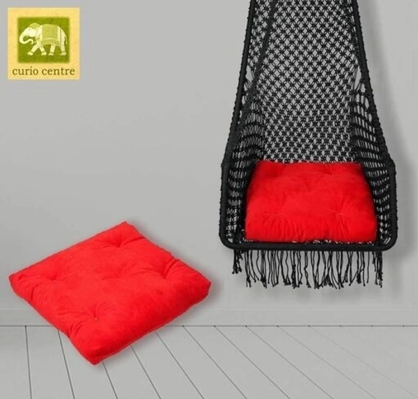 Curio Centre Make in India Leisure Half Moon Shape Nylon Swing with Cushion/Hammock Swing Chair-Iron Frame, Swing for Indoor/Outdoor/Nylon Rope Swing/Free Hanging Accessories(36 x 27 x 53 In, OFF WHITE) - Black, Nylon