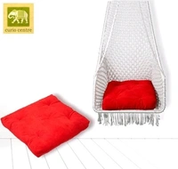 Curio Centre Make in India Leisure Half Moon Shape Nylon Swing with Cushion/Hammock Swing Chair-Iron Frame, Swing for Indoor/Outdoor/Nylon Rope Swing/Free Hanging Accessories(36 x 27 x 53 In, OFF WHITE) - Off White, Nylon