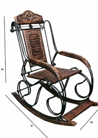 Rocking Metal Chair seat Easy to foldable Portable and Dismental For Adult(B×H×L)(31cm×99.5cm×94 cm) - Brown, Metal