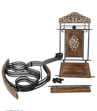 Rocking Metal Chair seat Easy to foldable Portable and Dismental For Adult(B×H×L)(31cm×99.5cm×94 cm) - Brown, Metal