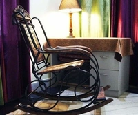 Rocking Metal Chair seat Easy to foldable Portable and Dismental For Adult(B×H×L)(31cm×99.5cm×94 cm) - Brown, Metal