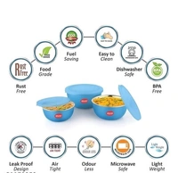 JENSONS Microwave Safe BLUE Stainless Steel Bowl Set of 3 Large 1300ml, Medium 800 ml , Small 600ml For storage/ Serving Food - Blue, Stainless Steel