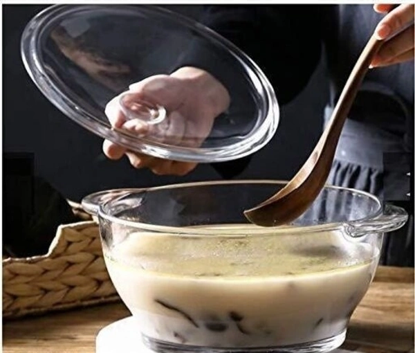 Round Glass Casserole Oven and Microwafe Transparent Serving Bowl with see Through Top Glass Lid 1000 ml Set of 2 - Set of 2, Crystal white(Set of 2)