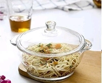 Round Glass Casserole Oven and Microwafe Transparent Serving Bowl with see Through Top Glass Lid 1000 ml Set of 2 - Set of 2, Crystal white(Set of 2)