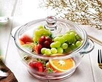 Round Glass Casserole Oven and Microwafe Transparent Serving Bowl with see Through Top Glass Lid 1000 ml Set of 2 - Set of 2, Crystal white(Set of 2)