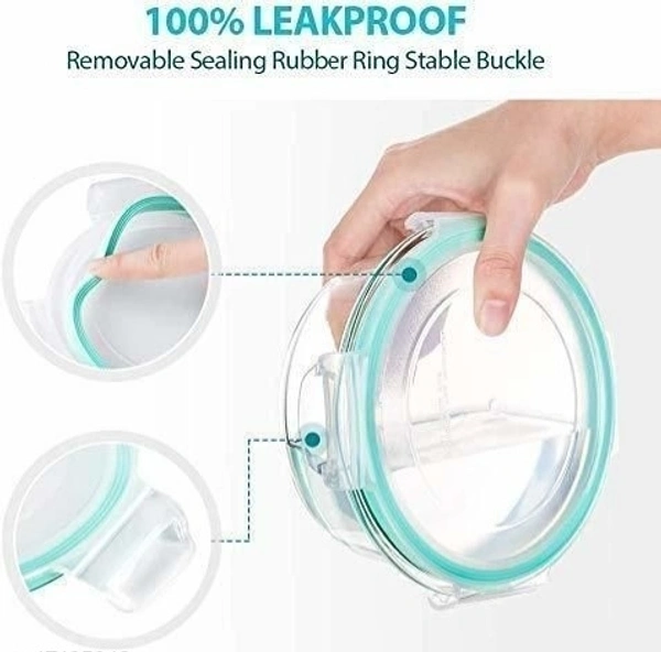 Borosilicate Glass Bowl round Shape with air tight Silicone lid Set of 3 (400ml,620ml,950ml)