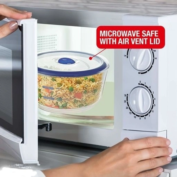 Borosilicate Glass Bowl round Shape with air tight Silicone lid Set of 3 (400ml,620ml,950ml)