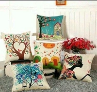 URBAN PLANET Floral Digital Printed Heavy Jute Cushion 3D Printed 16*16 inches Set of 5pieces - Multicolor , 3D Printed