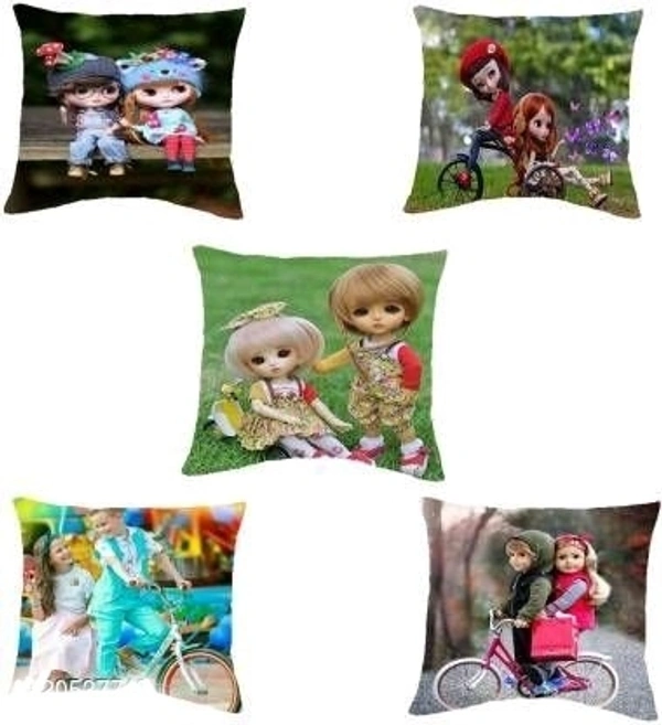 SHIV ENTERPRISES 3D Cartoon Character Printed Cushion Cover 16×16Inch 5 Pieces