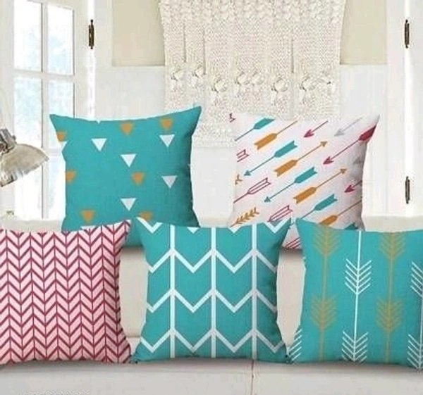 SHIV ENTERPRISES 3D Printed Cushion Cover 16×16Inch Set Of 5