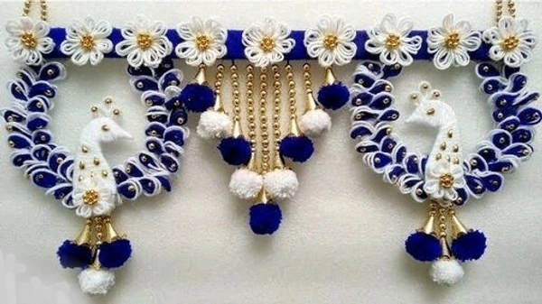 Woolen Handmade Wall Hanging/Door Hanging/Decorative Bindarwal Royal & Classic peacock Design Wall Toran For Home & Office