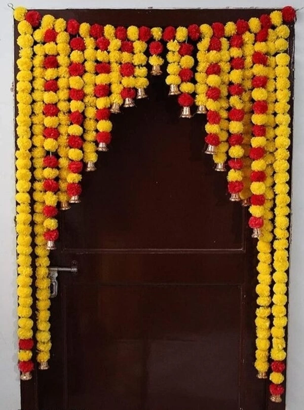 Artificial Marigold Fluffy Flowers garlands Door toran - Orange