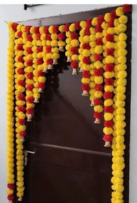 Artificial Marigold Fluffy Flowers garlands Door toran - Orange