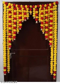 Artificial Marigold Fluffy Flowers garlands Door toran - Orange