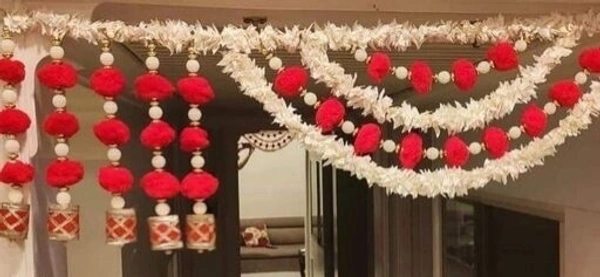 Handmade Decorative Marigold Fluffy Artificial Door Hanging Garlands Bandanwar Toran used for Home Decoration