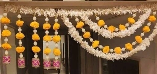Handmade Decorative Marigold Fluffy Artificial Door Hanging Garlands Bandanwar Toran used for Home Decoration