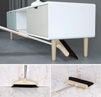 Broom and Dustpan Set with long Handle Stainless Stee and light weight lobby Broom with Dustpanl with lid idéal for Office,Home, Kitchen and Kitchen Room - Blue